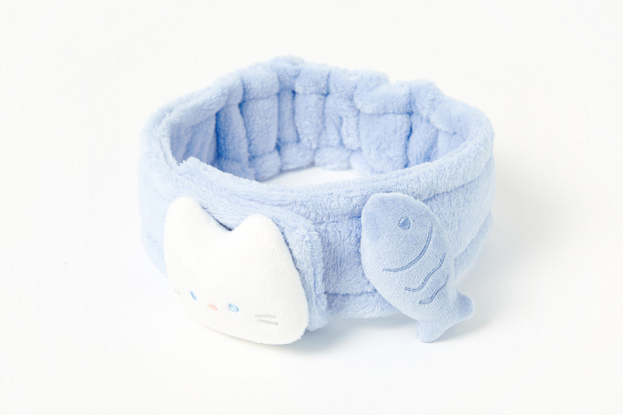 寶寶藍喵喵魚自黏彈性洗臉髮帶