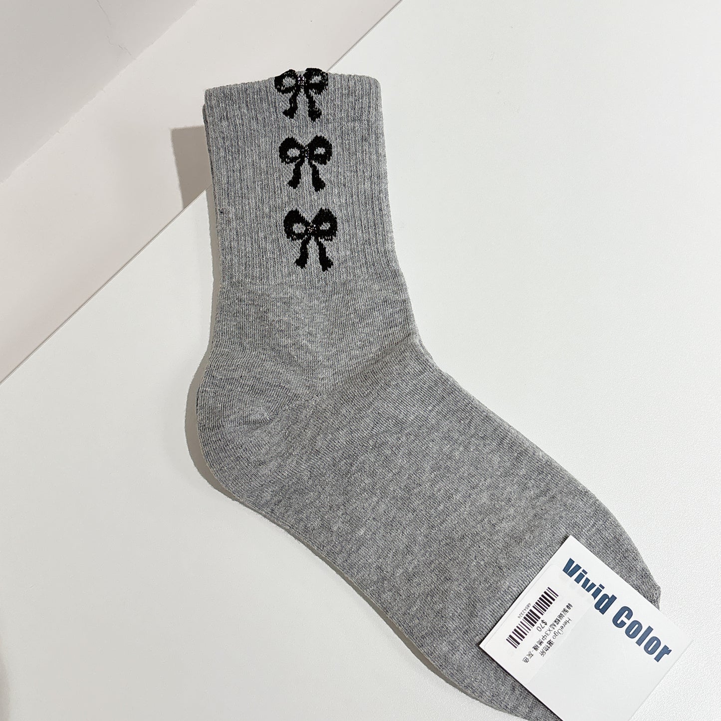 韓製。蝴蝶結X3中筒少淑女襪(2色)