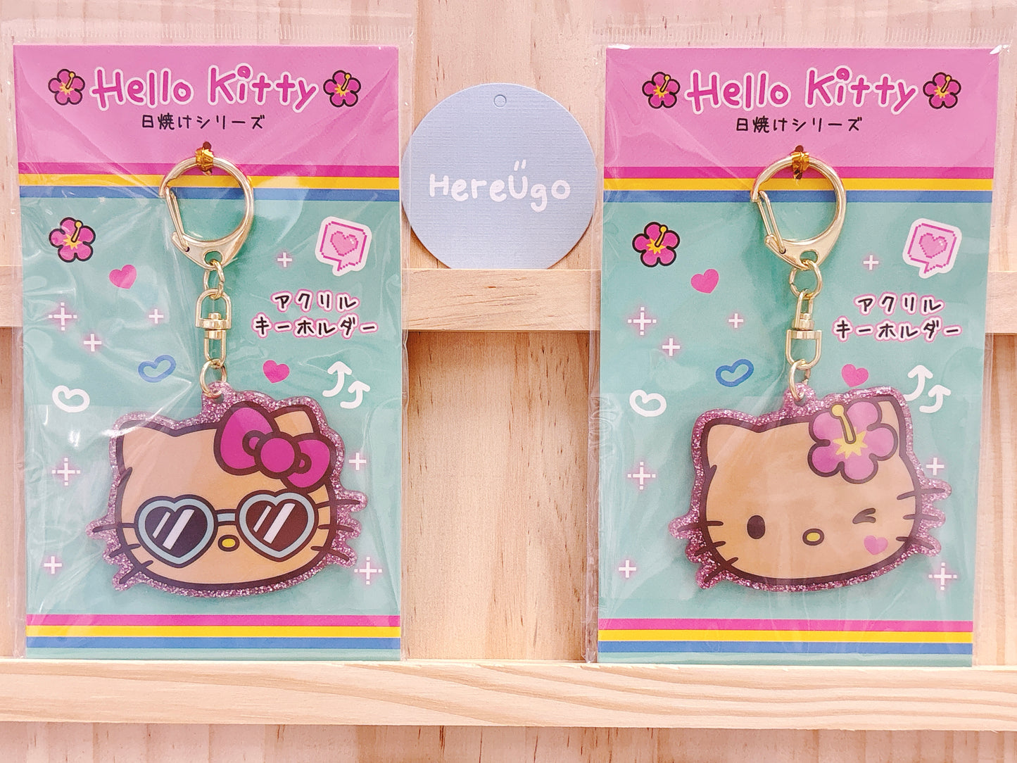 日燒Hello Kitty渡假系列壓克力鑰匙圈掛飾_墨鏡
