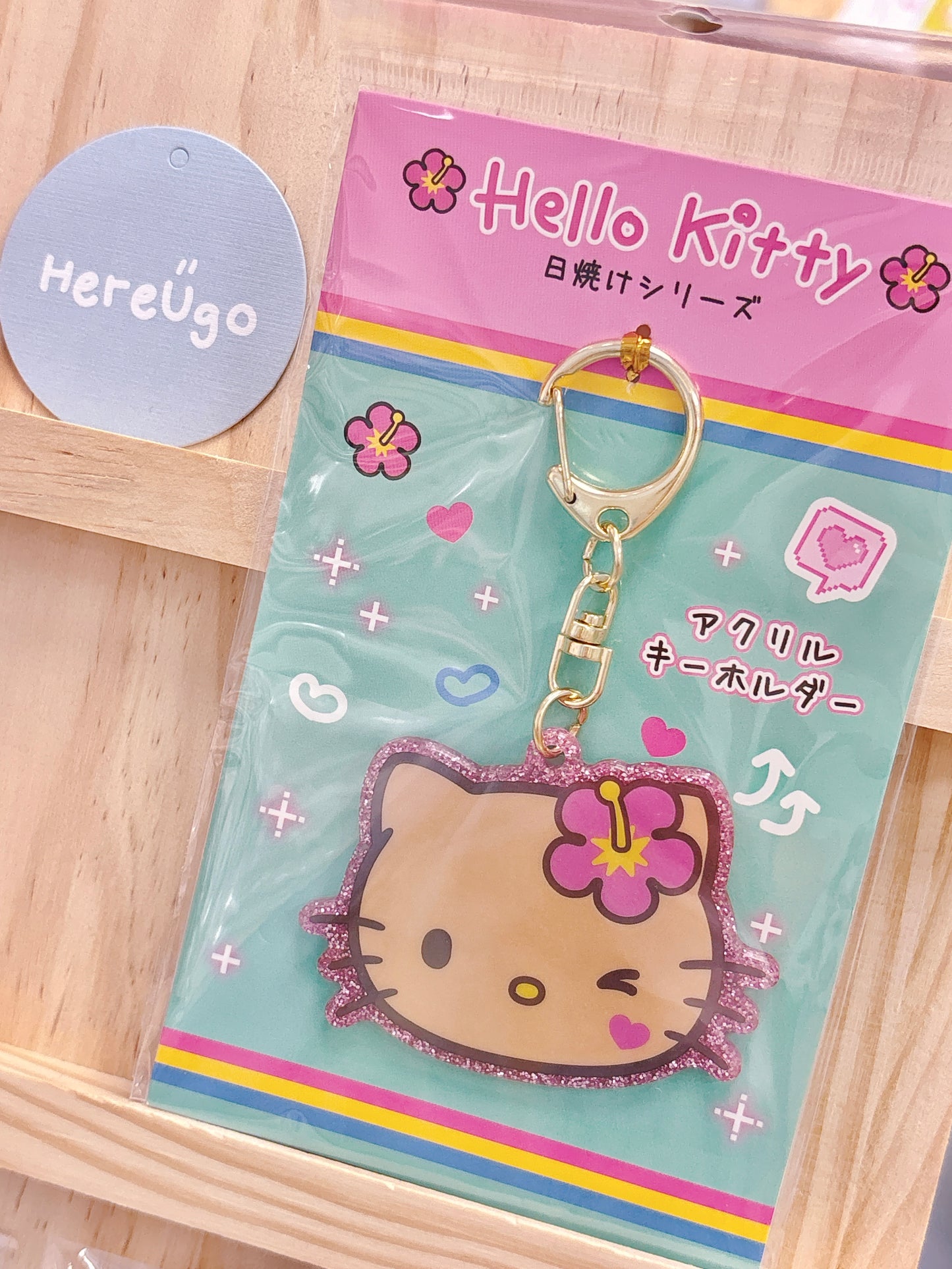 日燒Hello Kitty渡假系列壓克力鑰匙圈掛飾_扶桑花🌺