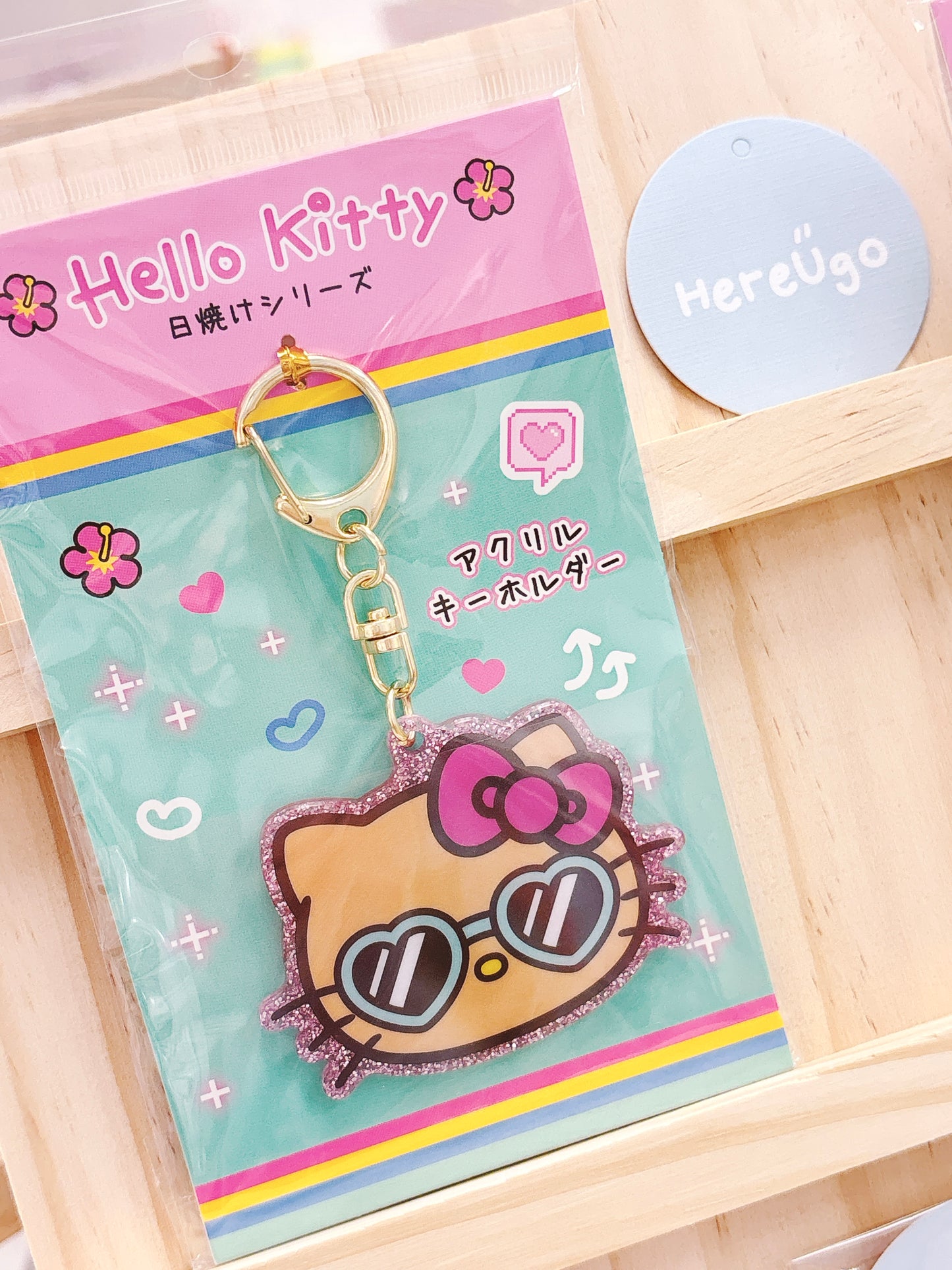 日燒Hello Kitty渡假系列壓克力鑰匙圈掛飾_墨鏡