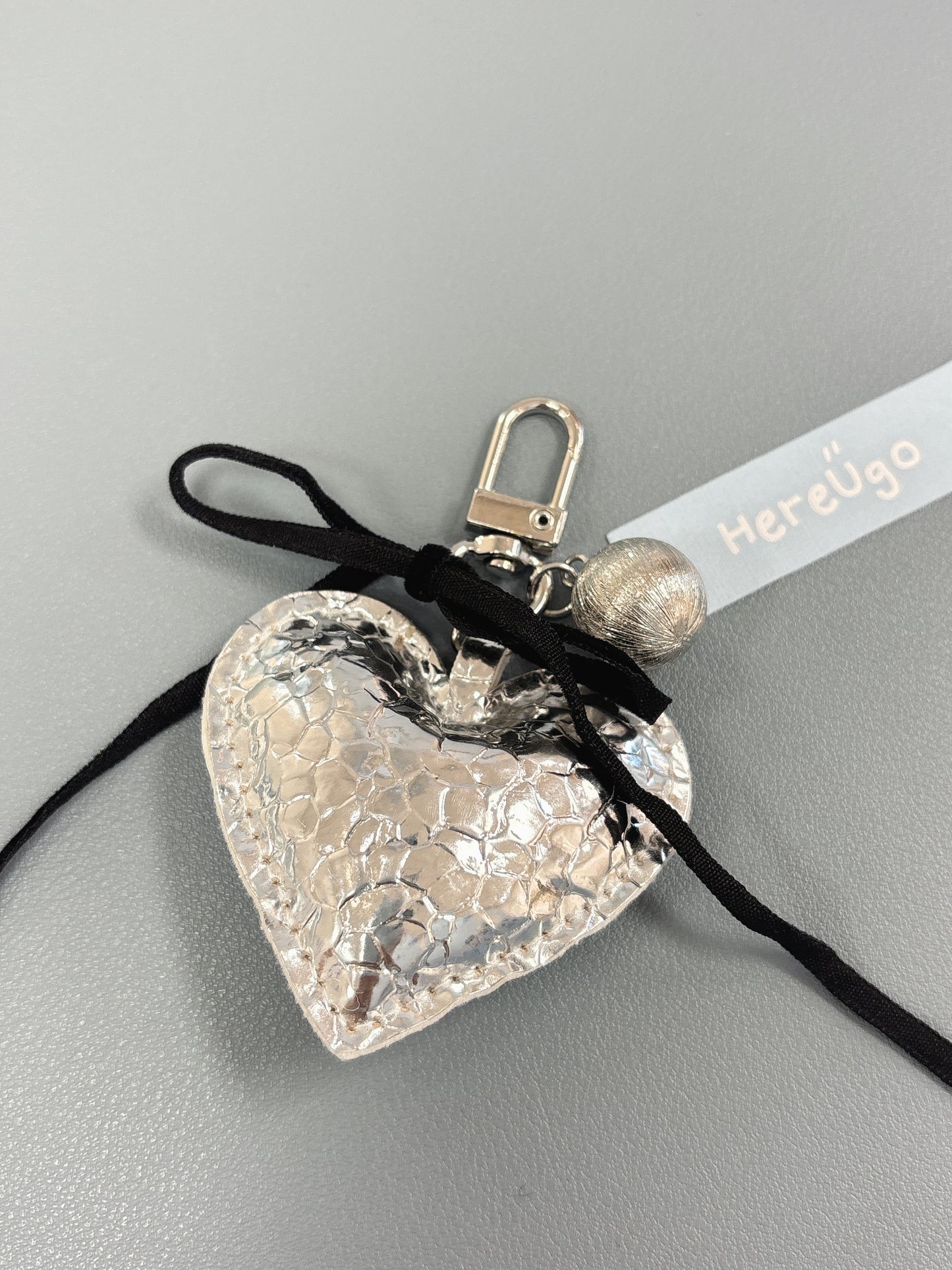 韓國 銀色Bling緞帶蝴蝶結吊飾/鑰匙圈