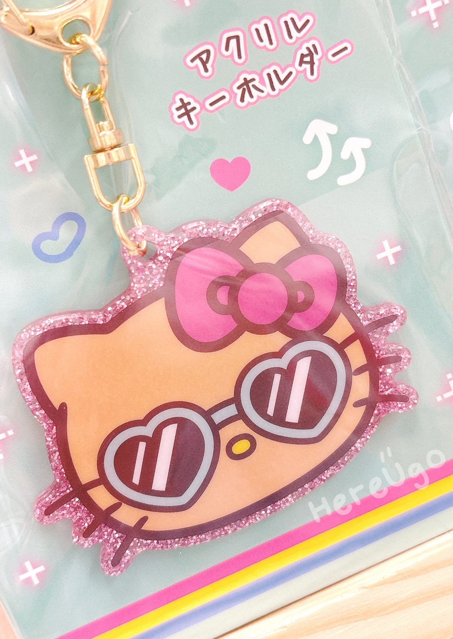 日燒Hello Kitty渡假系列壓克力鑰匙圈掛飾_墨鏡