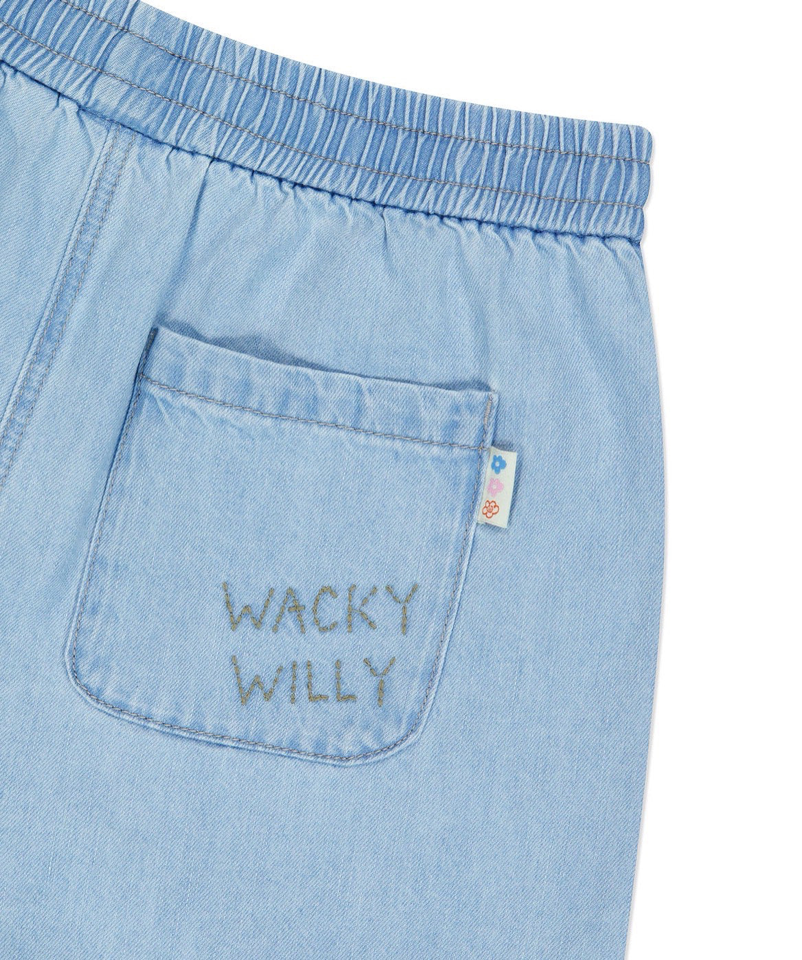 [Wacky Willy] 25SS火柴人女款抽繩後口袋輕薄牛仔短褲【9折】