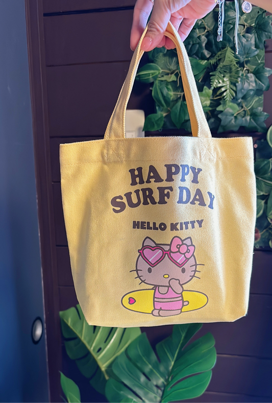 三麗鷗渡假限定｜Hello Kitty 帆布手提袋_奶黃衝浪