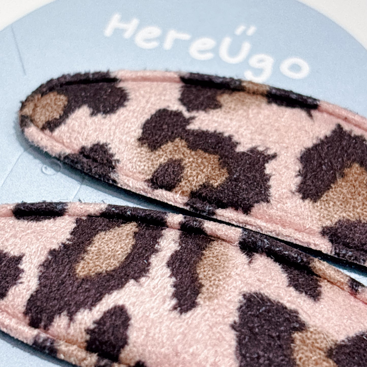 豹紋麂皮布面橢圓形髮夾/瀏海夾_5.5cm (2色)