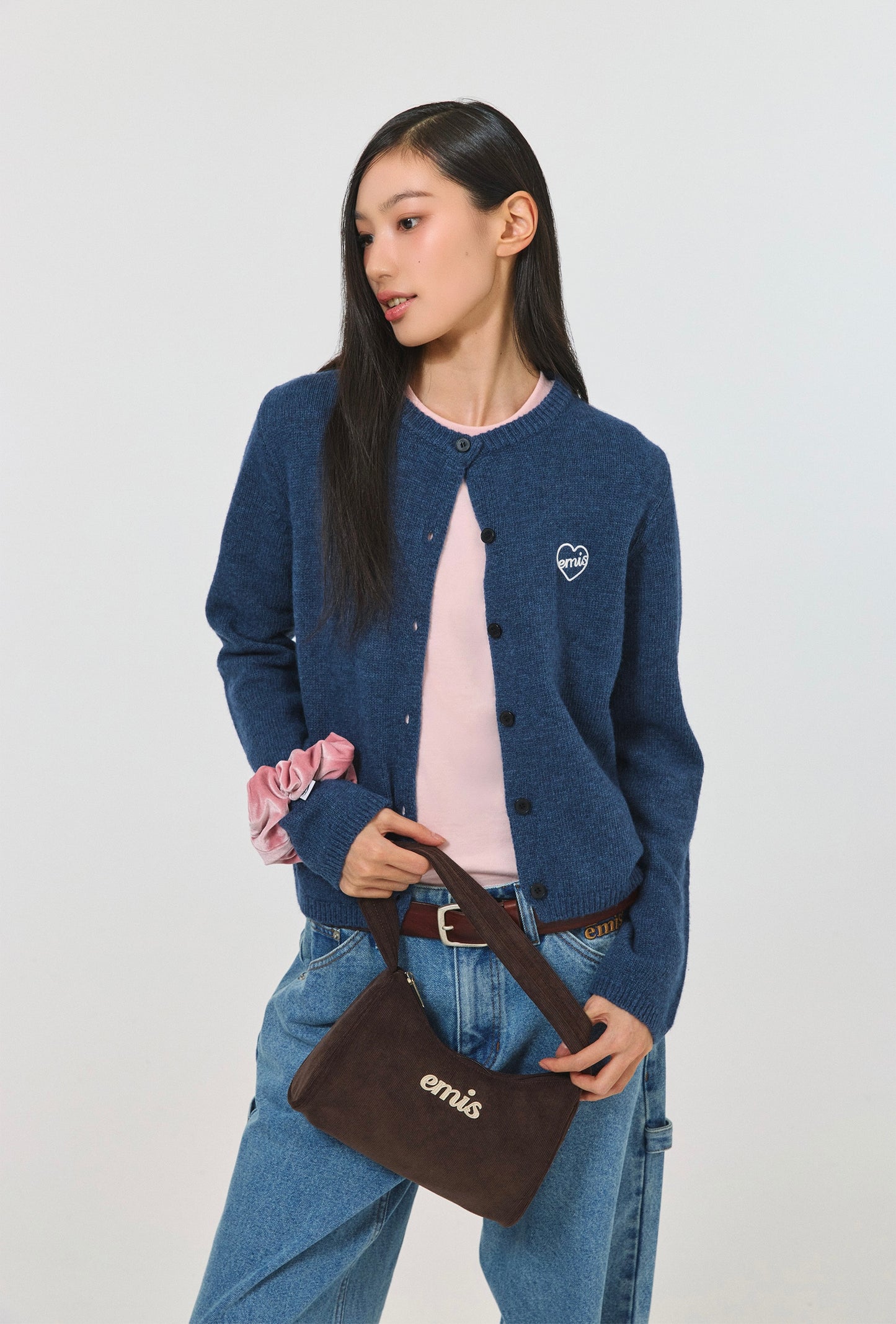 [EMIS] 燈芯絨 Logo HOBO包