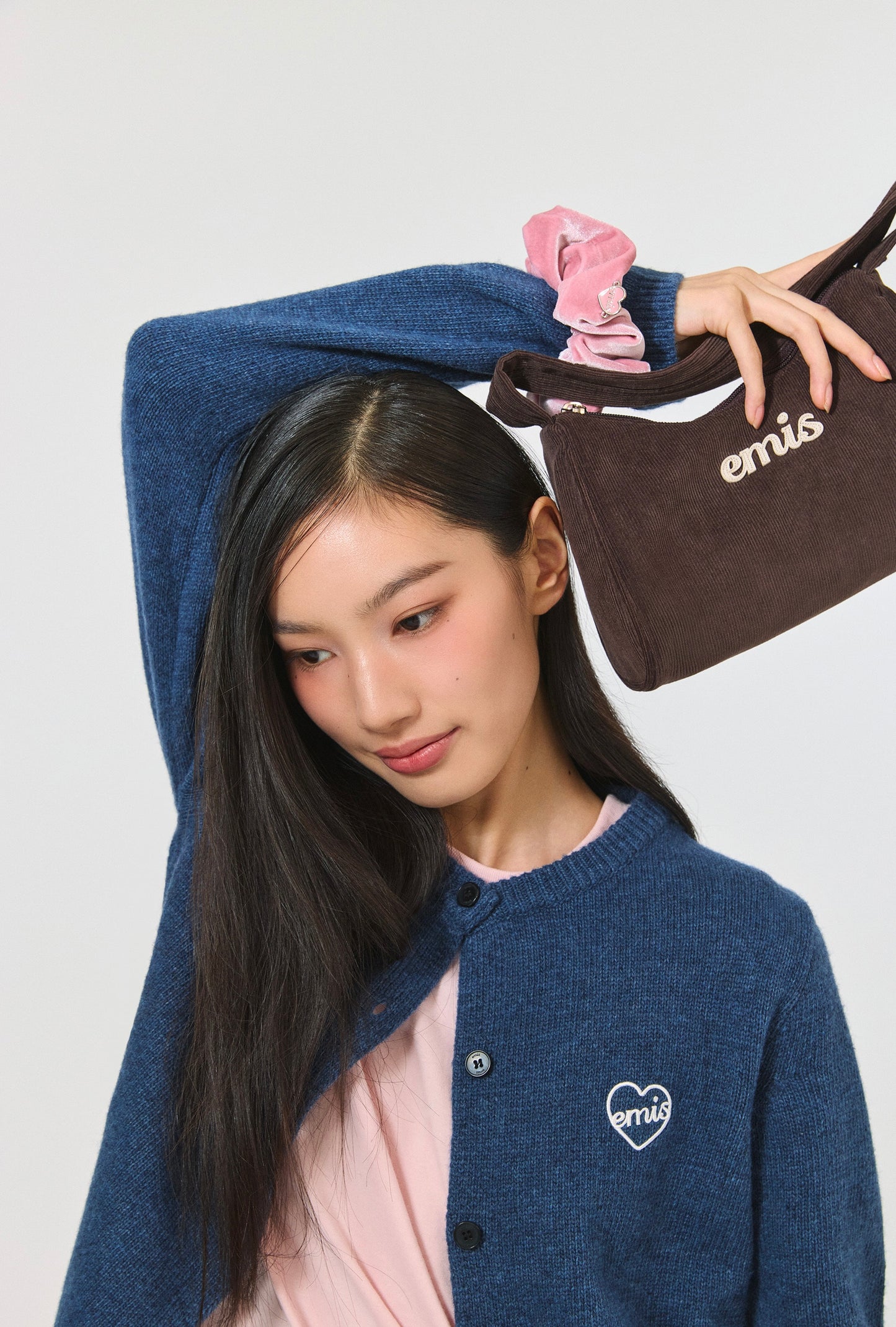 [EMIS] 燈芯絨 Logo HOBO包