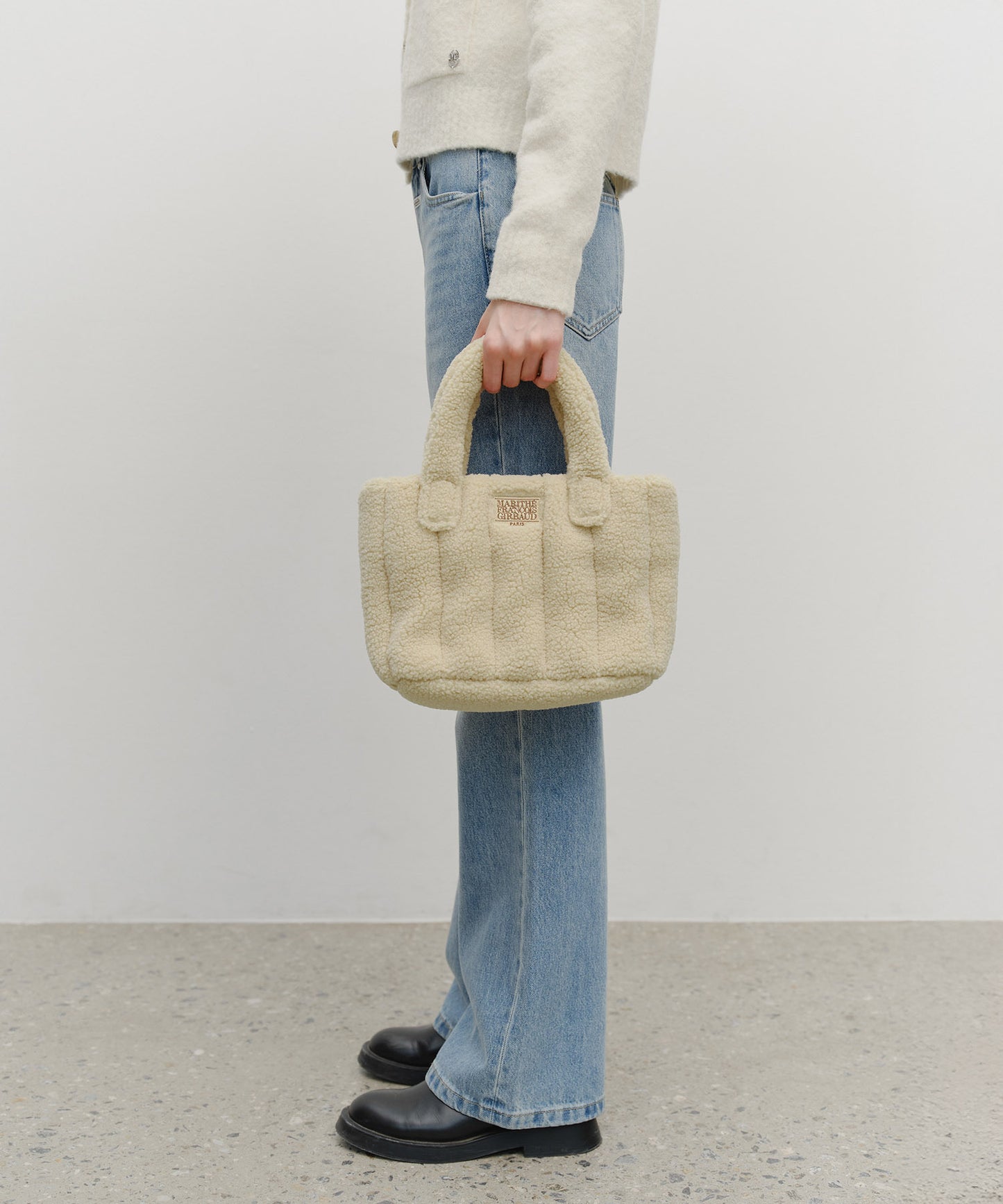 [MARITHE FRANCOIS GIRBAUD] MFG 經典Logo 毛呢泰迪熊 手提袋/包