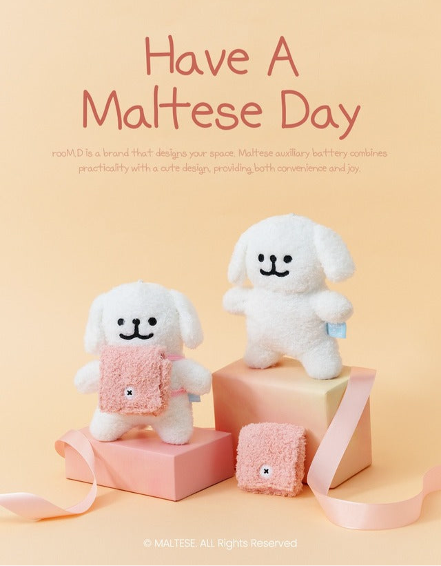 [maltese] 韓國正版線條小狗吊飾/鑰匙圈_粉紅背包客