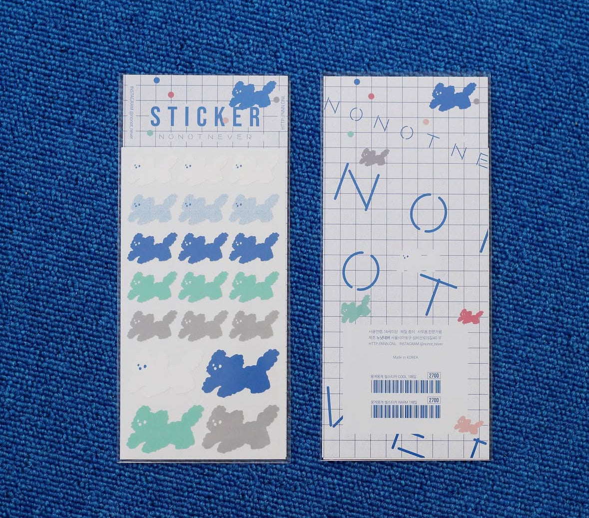 [NONOTNEVER] 韓製文創棉花狗狗多色貼紙（3款）