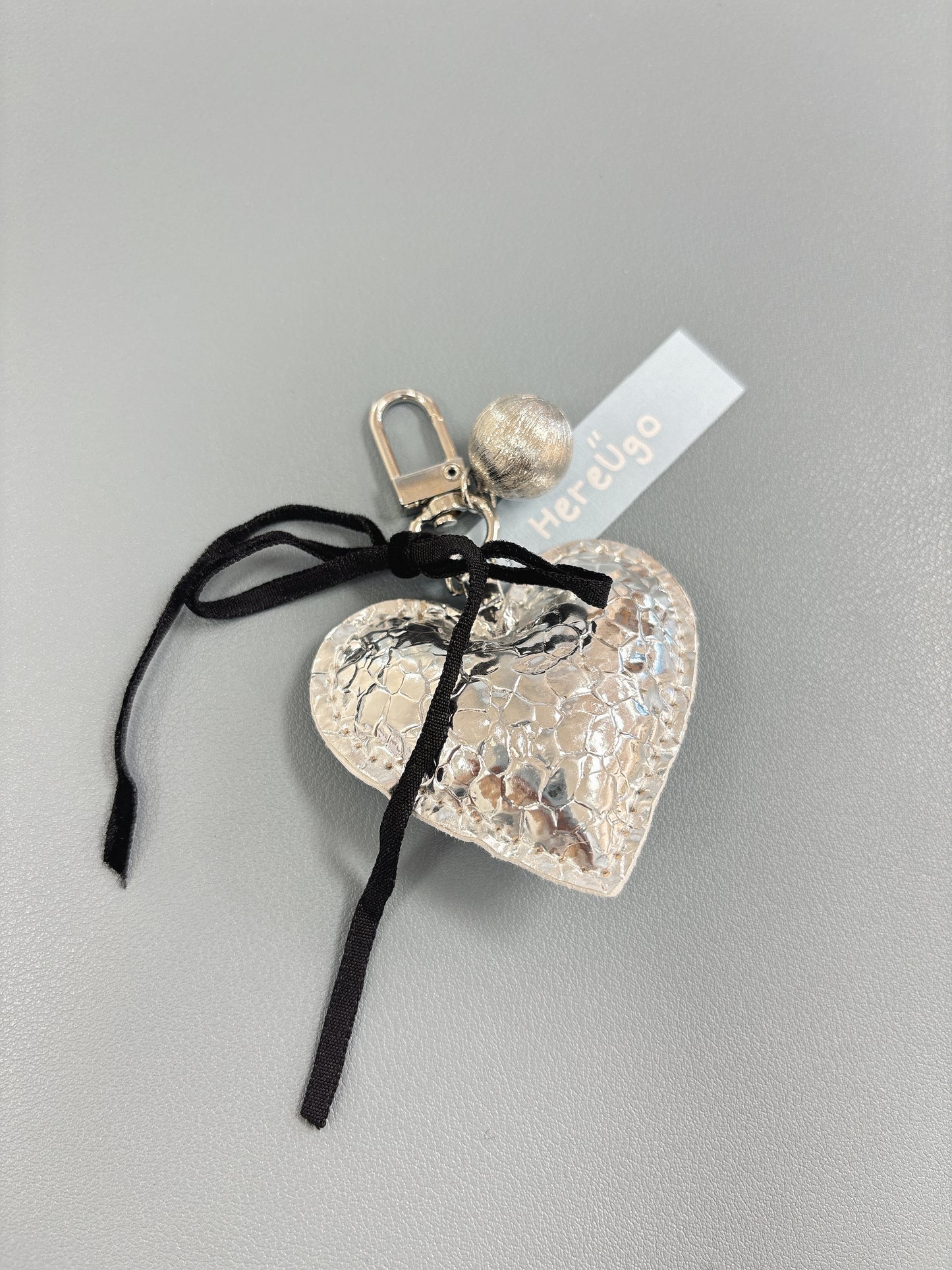 韓國 銀色Bling緞帶蝴蝶結吊飾/鑰匙圈