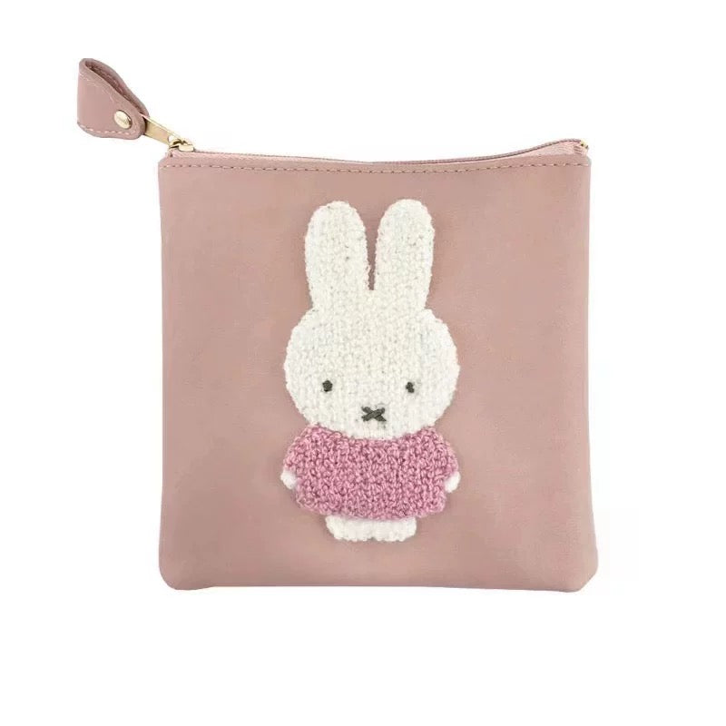 [Miffy] 米菲兔 米飛兔 粉紅毛衣 方型收納拉鍊扁包
