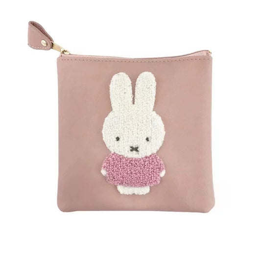 [Miffy] 米菲兔 米飛兔 粉紅毛衣 方型收納拉鍊扁包
